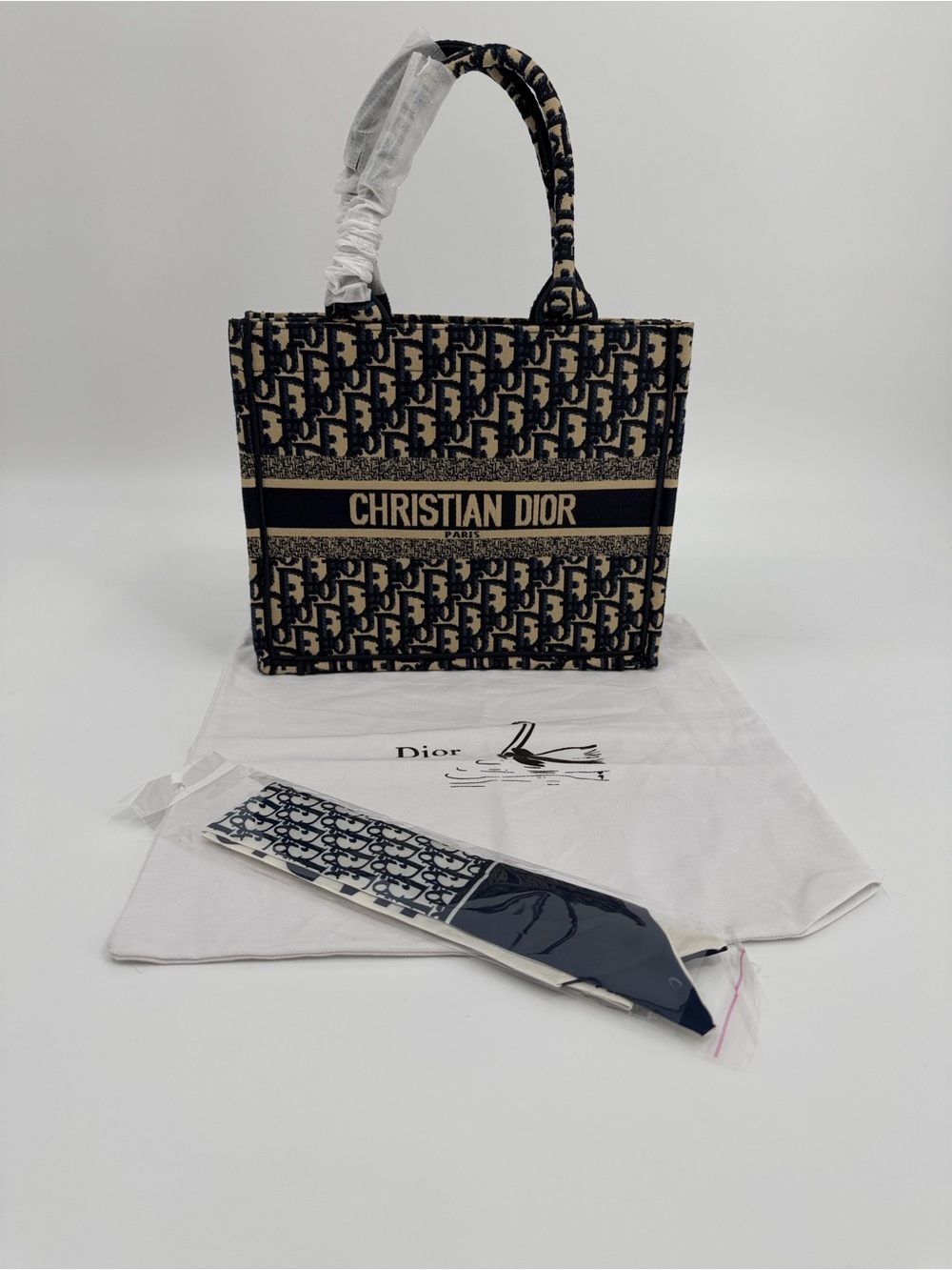 Small Book Tote Blue Monogrammed Oblique Tote